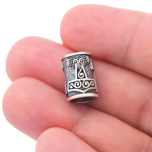 Raven Mjolnir Bead - Sterling Silver