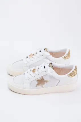 Reflex Metallic Star Sneaker, White/Gold Mesh | Vintage Havana