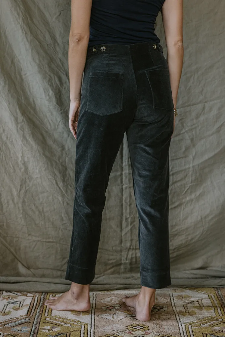 Retro Pocket Pants - Charcoal Corduroy