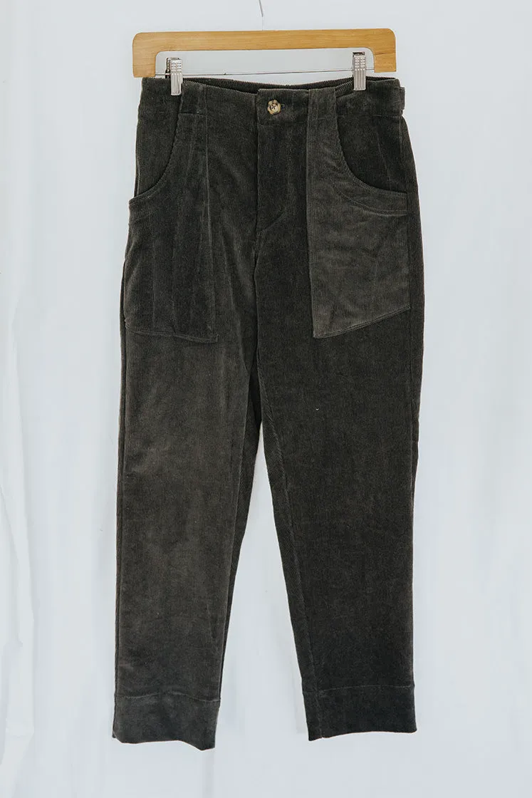 Retro Pocket Pants - Charcoal Corduroy