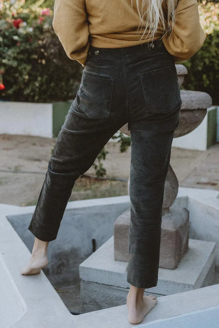 Retro Pocket Pants - Charcoal Corduroy