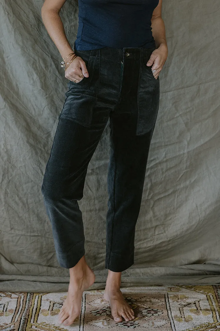 Retro Pocket Pants - Charcoal Corduroy