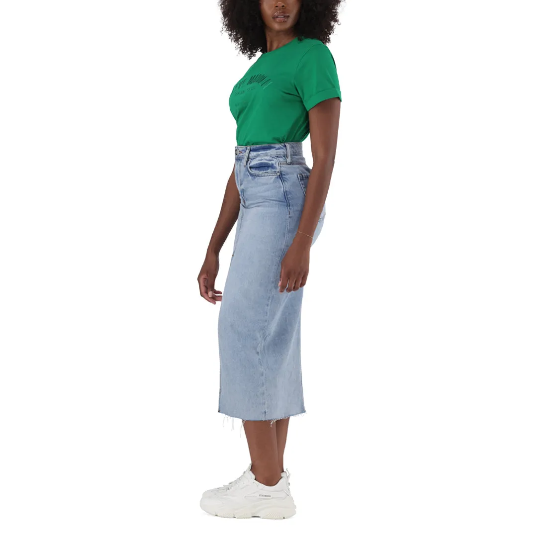 SARAH DENIM MAXI MID WASH SKIRT