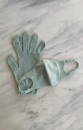 Set of Botanical Dyed Organic Cotton Face Mask & Gloves