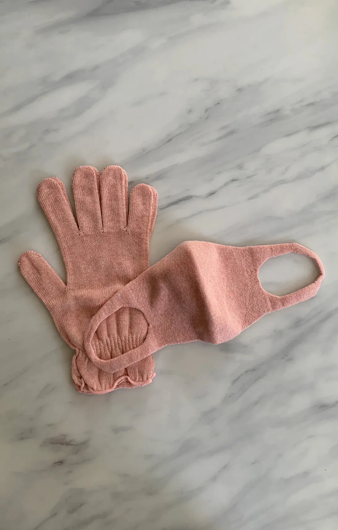 Set of Botanical Dyed Organic Cotton Face Mask & Gloves