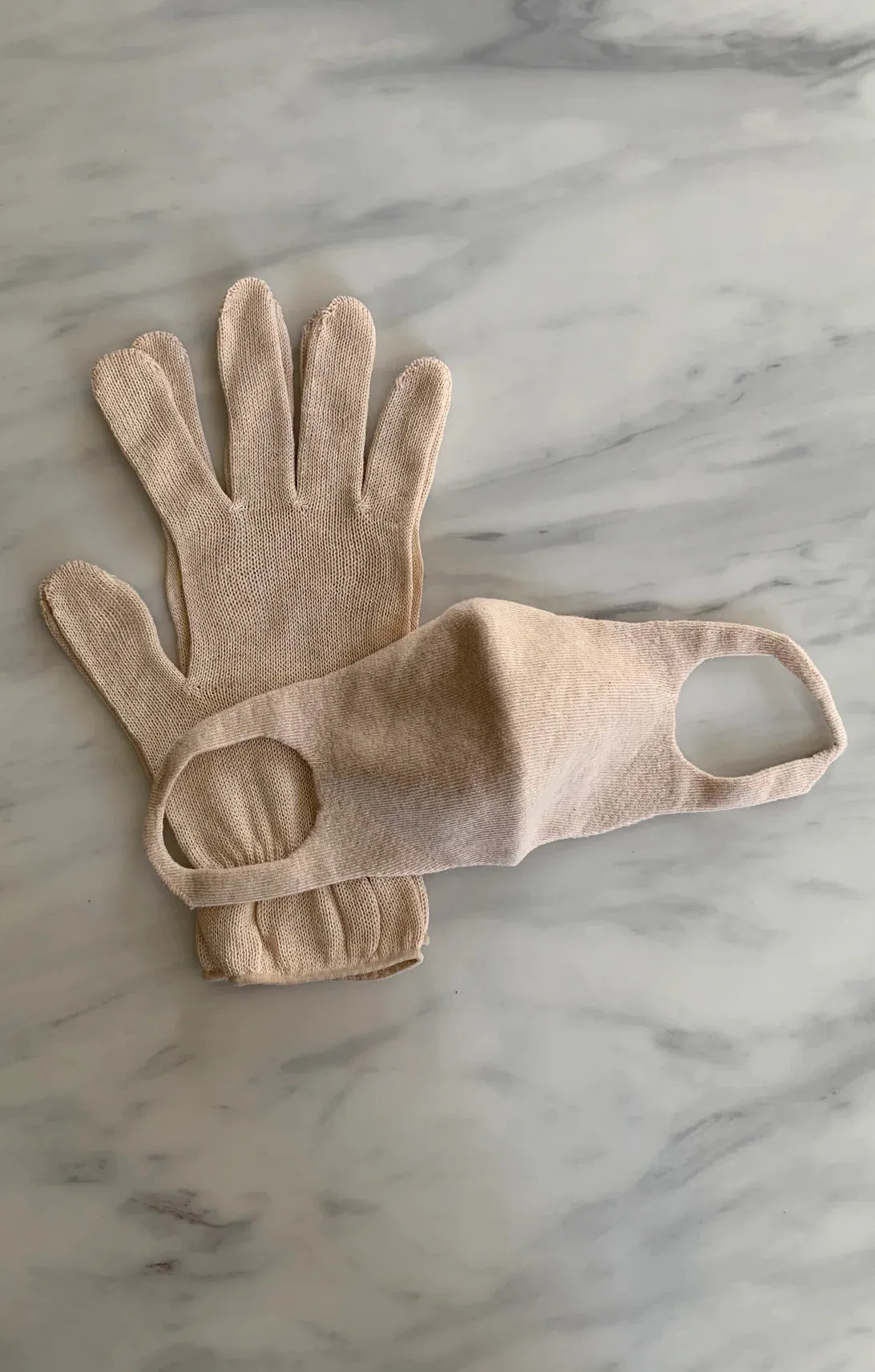 Set of Botanical Dyed Organic Cotton Face Mask & Gloves