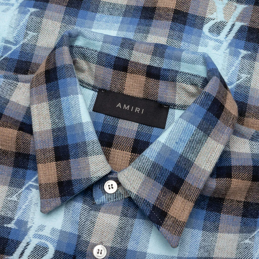 Staggered Plaid Flannel - Legion Blue