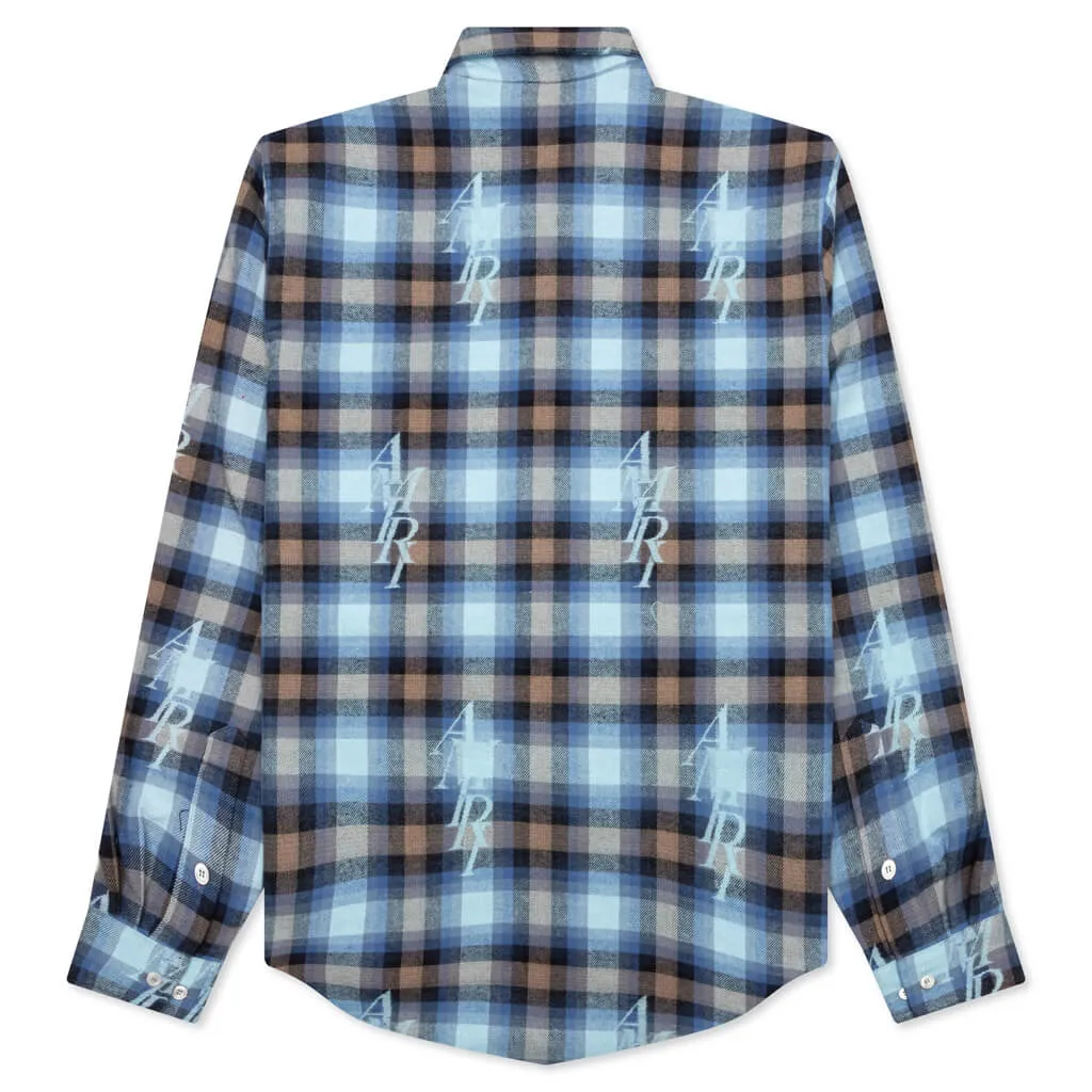 Staggered Plaid Flannel - Legion Blue