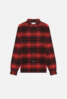 Straight Hem Shirt / Red X Black Plaid