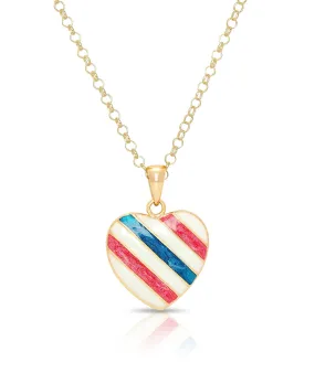 Striped Heart Pendant (Red White & Blue)