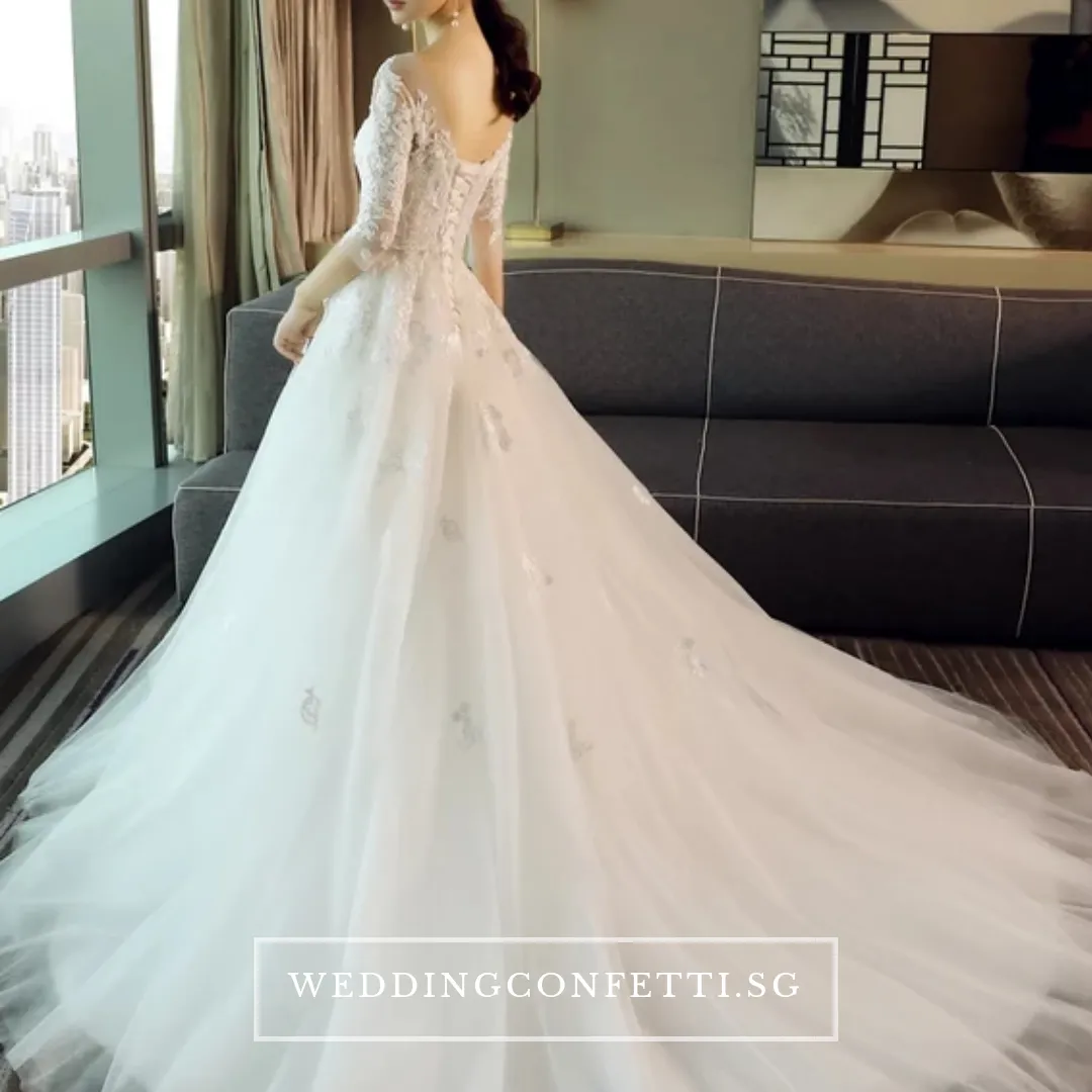 The Demetrios Wedding Bridal White Illusion Gown