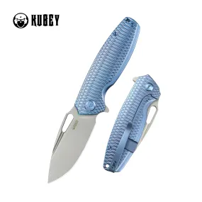 Tityus Frame Lock Flipper Folding Knife Blue Pattern Titanium Handle 3.39 Beadblast 14C28N KB360F