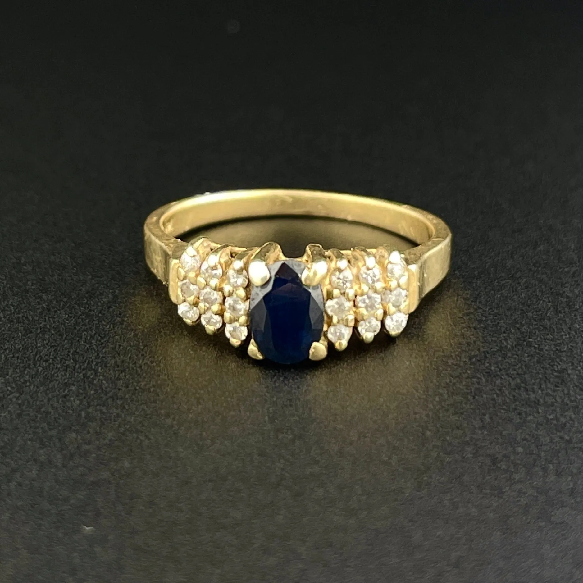 Vintage 14K Gold Diamond Sapphire Engagement Ring, Sz 5 1/2