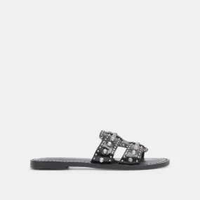 WESLA STUD SANDALS MIDNIGHT CRINKLE PATENT