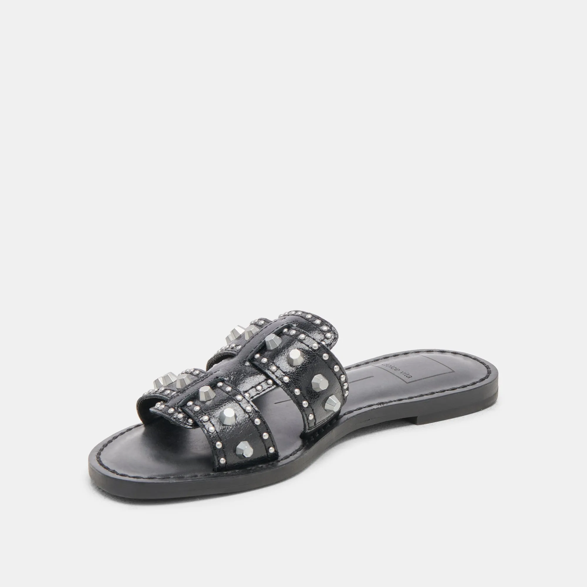 WESLA STUD SANDALS MIDNIGHT CRINKLE PATENT