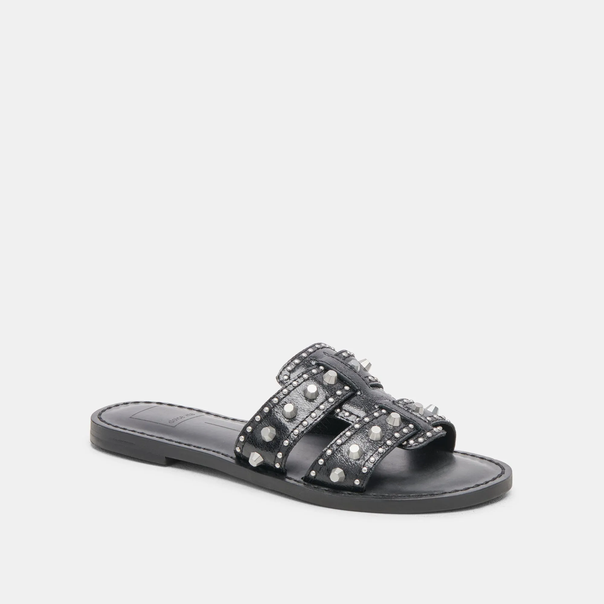 WESLA STUD SANDALS MIDNIGHT CRINKLE PATENT