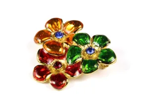 YVES SAINT LAURENT enamel flowers brooch